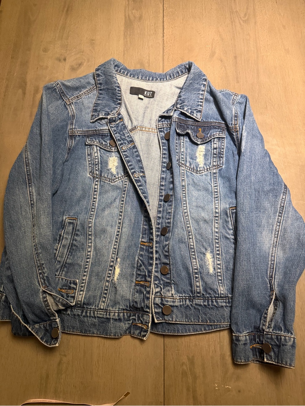 KUT from the Kloth Distressed Denim Jean Jacket - XL